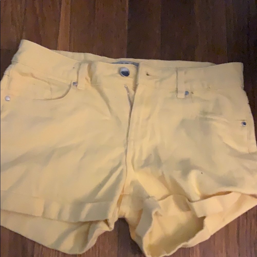 yellow jean shorts
